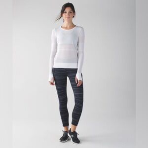 Lululemon Speed Crop Cyber Stripe Naval Blue Black Leggings